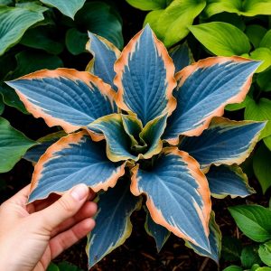 Хоста Океан Вью купить по цене от 960р. в интернет-магазине «Посадика» с доставкой почтой в в Макушиное и по всей России – [изображение №1].